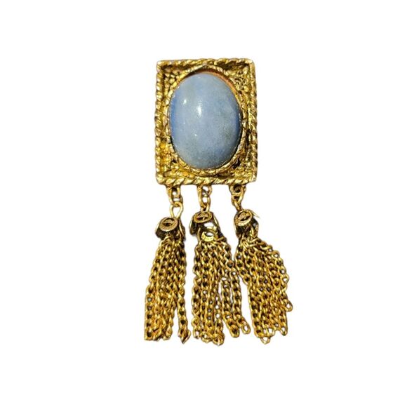 Vintage Jewelry - Stone Tassel Brooch Vintage